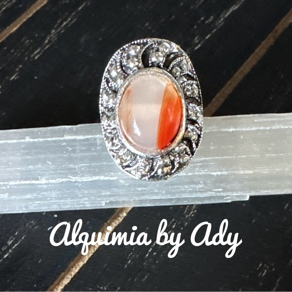 Alquimia Silver and Red Ring lace agate adjustable cuff - Picture 1 of 1
